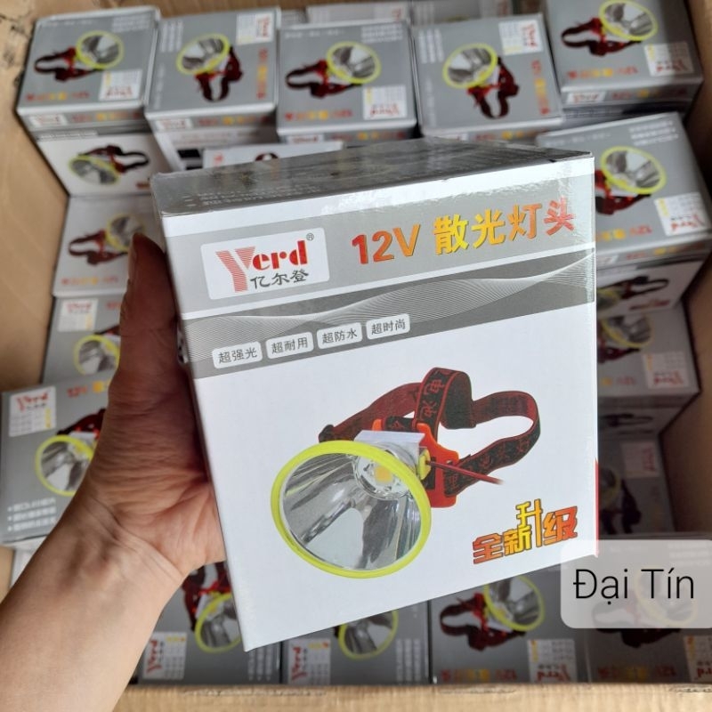 Đèn pin đội đầu kẹp bình ác quy 12v siêu sáng ,ánh sáng vàng