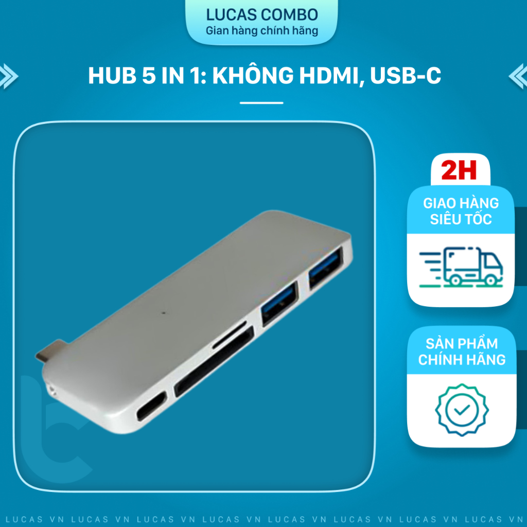 Cổng chuyển/Hub USB-C 5in1 SD, MicroSD, USB 3.1, USB-C HyperDrive