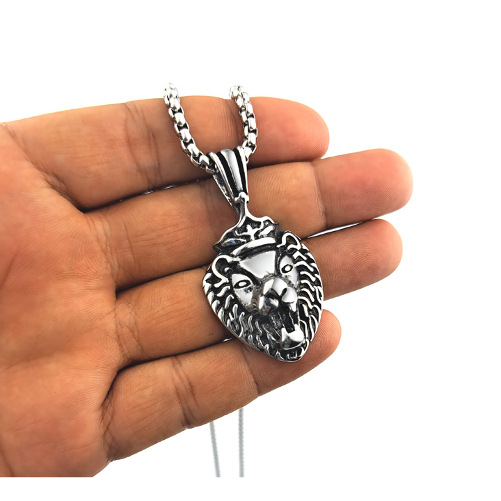 Dây chuyền nam inox kèm mặt vua sư tử cao cấp cá tính thép không gỉ- DCMQC01