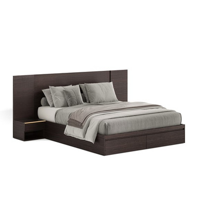 LOUIS, Giường ngủ hiện đại 2 hộc kéo kèm 2 táp BED_240, 200x30cm, kệ đầu giường Scandi Home
