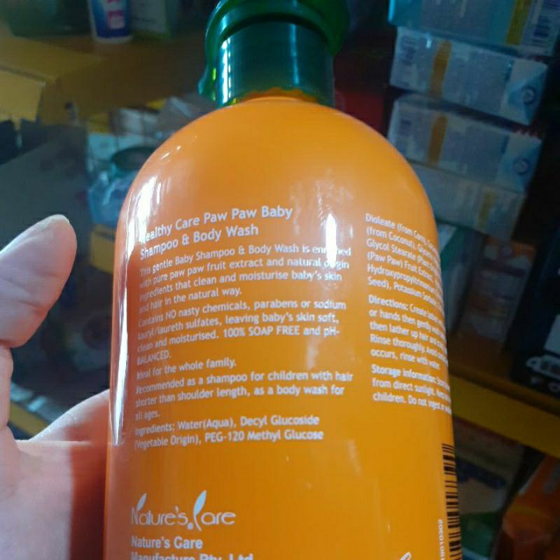 Sữa tắm gội Natural Paw Paw baby Healthy Care chai 500ml