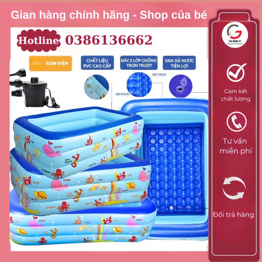 Bể Bơi,Bể Bơi Cho Bé 3 Tầng Kích Thước Đa Dạng Hàng Loại 1 Dày Dặn