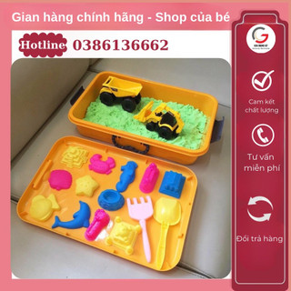 Cát động lực - Bộ Đồ Chơi Cát động lực full hộp 1,5kg kèm bộ khuôn lâu đài cát sinh vật biển và xe công trình cho bé