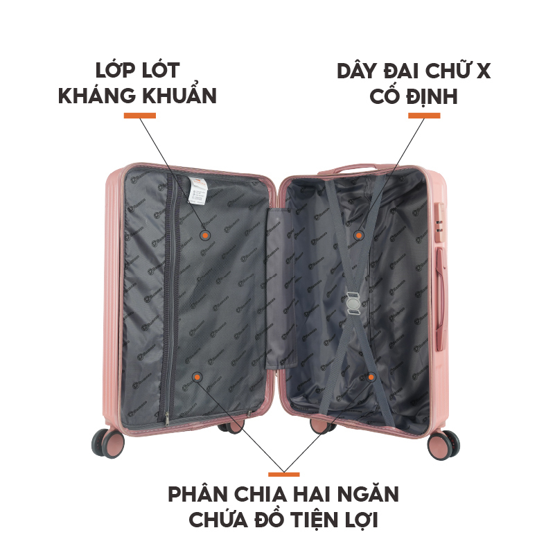 Vali Du Lịch Size 24 Inch BAMOZO 8801 Vali Kéo Nhựa Được Bảo Hành 5 Năm
