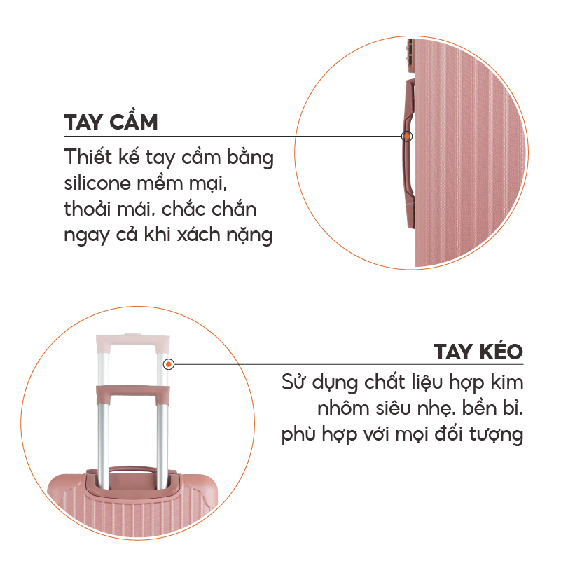 Vali Du Lịch Size 24 Inch BAMOZO 8801 Vali Kéo Nhựa Được Bảo Hành 5 Năm