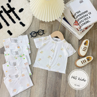 Combo 5 áo cộc trắng thun lanh cúc giữa cho bé