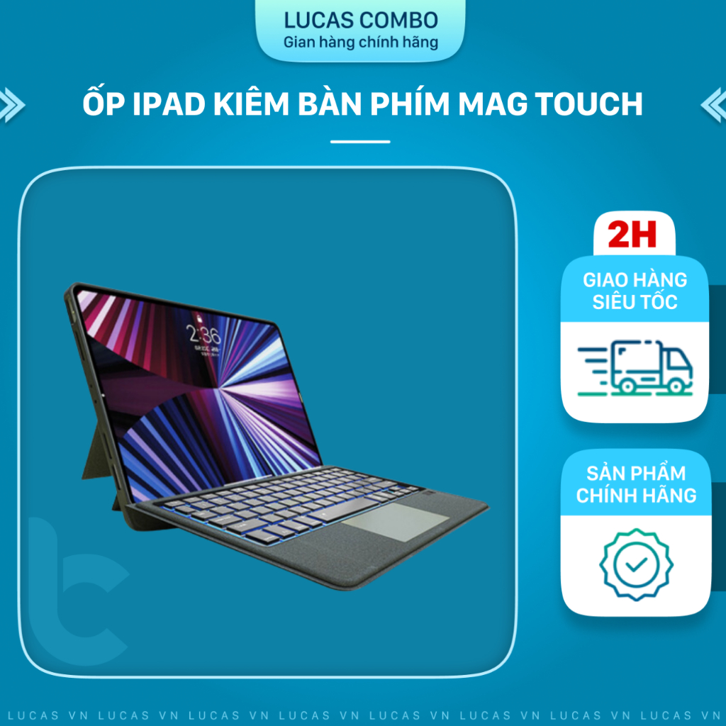 Ốp Lưng/BaoDa/Case Bàn Phím Máy Tính Bảng Bluetooth Đèn Led Phím, Trackpad Mượt, Có Thể Tháo Rời Bàn Phím WIWU Mag Touch