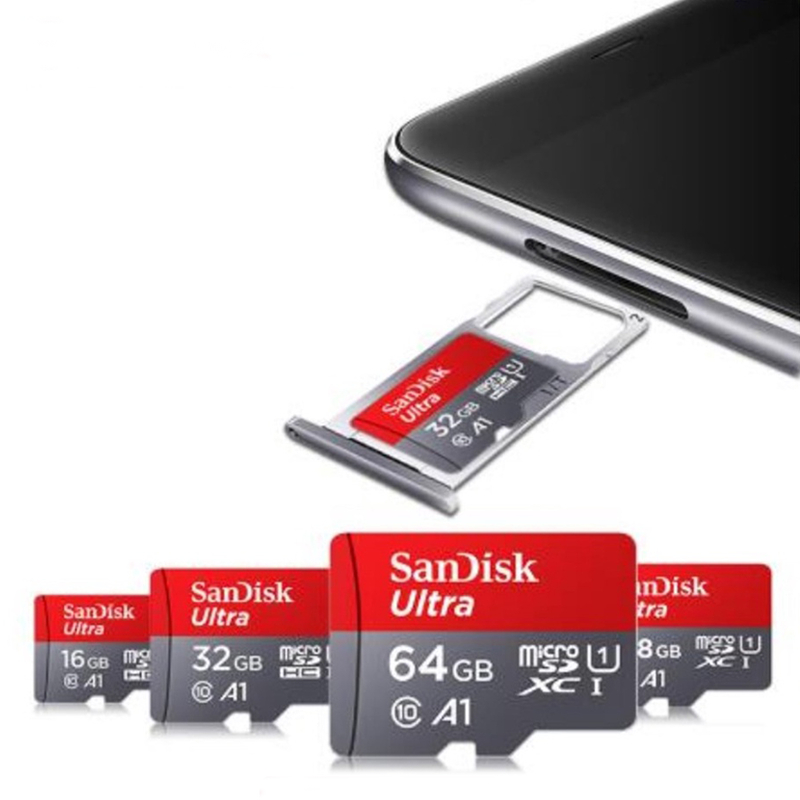 Thẻ nhớ SanDisk Micro 120MB/s 32GB/64GB/128GB Thẻ nhớ SD 256G cho điện thoại di động và máy tính