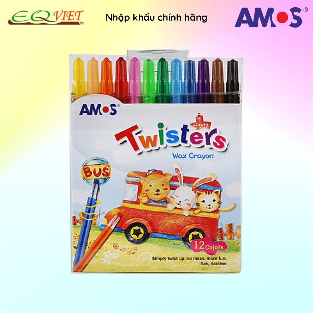 Bút sáp nhập khẩu Hàn Quốc Amos Twisters Vỉ 12 bút RC12PST