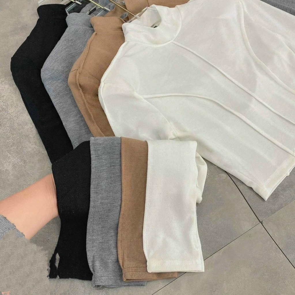 Áo Thun Cổ Cao Tay Dài Croptop ôm sát, Nga Tây Boutique, ND61