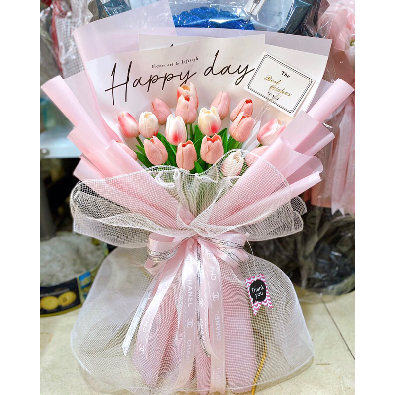 BÓ HOA TULIP MIX 17 BÔNG