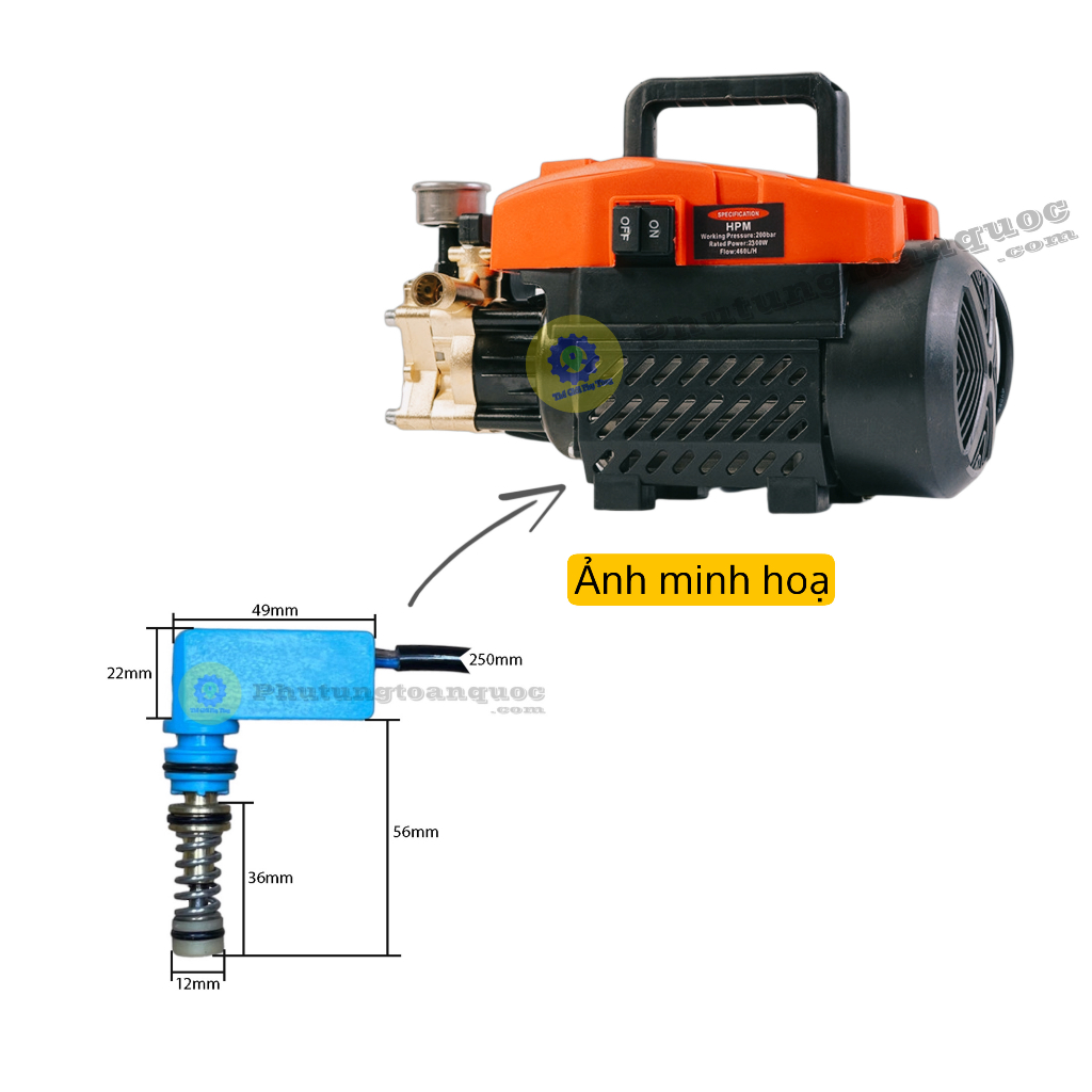Rơ Le Tự Động Ngắt Máy Rửa Xe mini Gia Đình Hình Dáng |Vuông| Xài Chung Nhiều Hãng Máy Rửa Xe mini