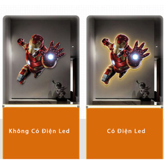 Tranh Iron man tráng gương led cắm điện thay thế đèn ngủ bóng đẹp TT31