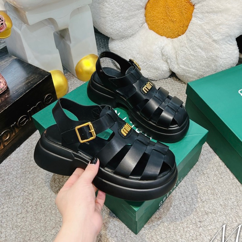 Sandal rọ miumiu qbeyral nâng đế fullbox