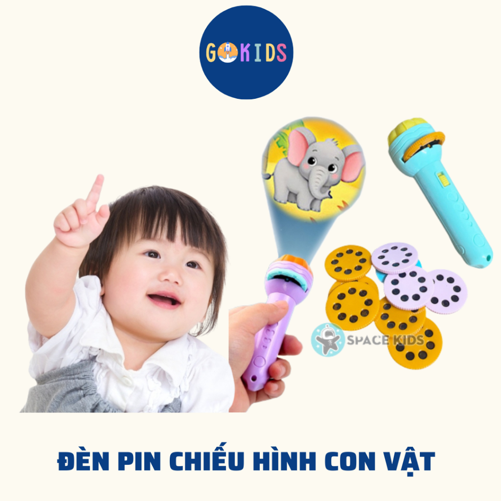 Đèn pin chiếu hình bộ 80 Hình cho bé Đồ chơi giáo dục Có kèm pin Đồ chơi trí tuệ KID0056