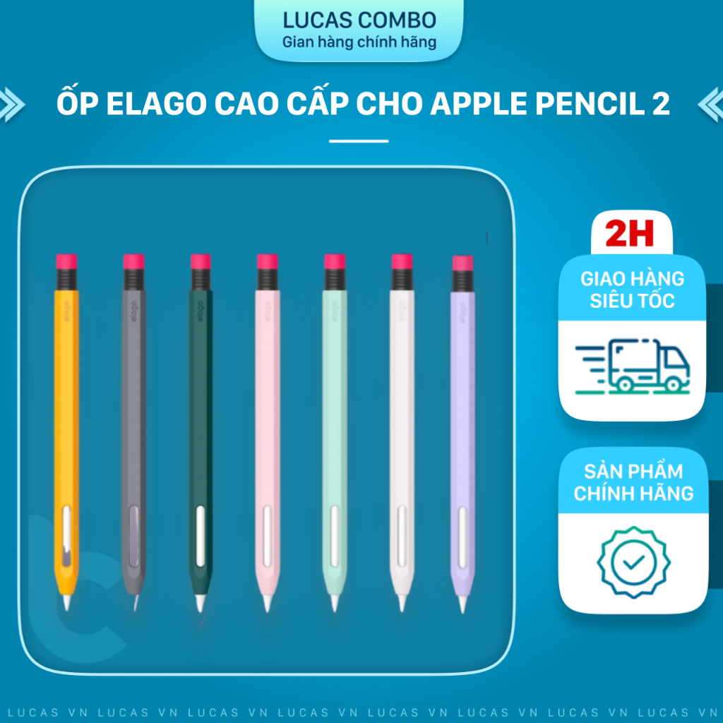 Ốp, Case Silicon Pencil 2 Kiểu Bút Chì ELAGO Chống Bẩn, Chống Trầy, Có Thể Sạc Mà Không Cần Tháo Vỏ Bút