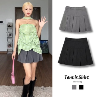 (NEW ARRIVAL) TENNIS DEROE SKIRT (2 màu) - Chân váy xếp li lưng cao nữ đứng form tôn dáng xám và đen
