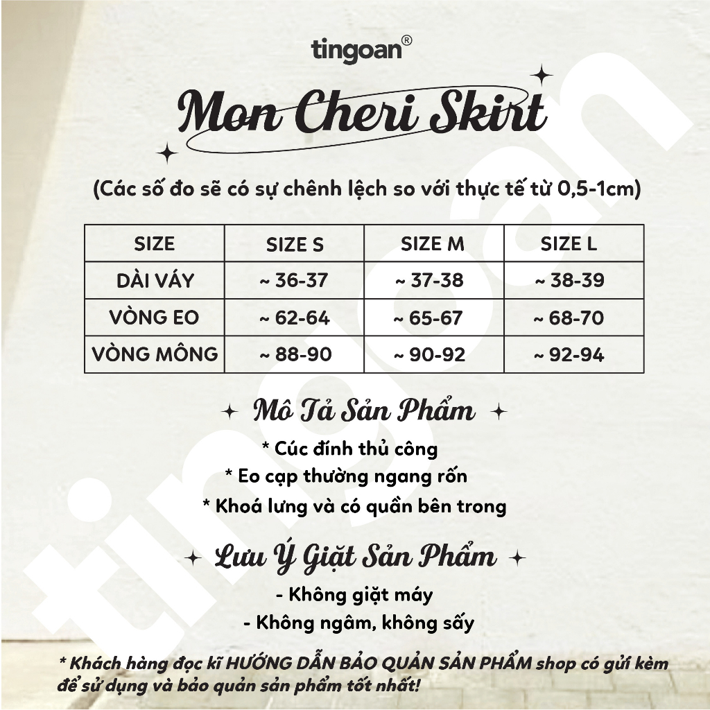 TINGOAN® - Chân váy cạp cao đen viền lấp lánh đính cúc MON CHERI SKIRT/BL