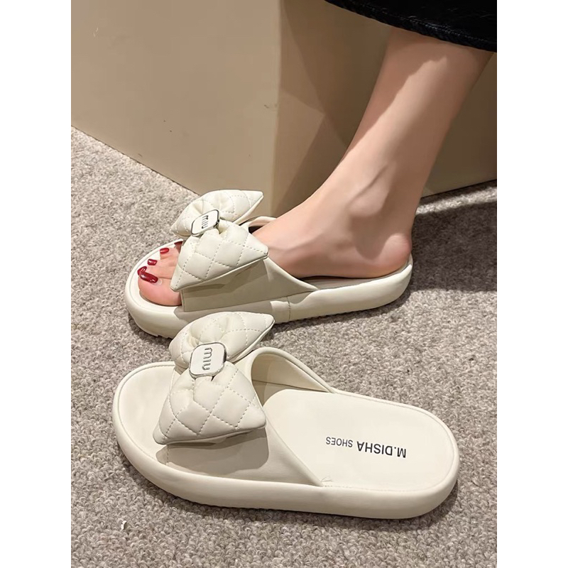 Dép Lê nơ da mềm mướt hót hít, đế 3cm