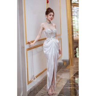 Đầm body dự tiệc cao cấp phi thun lụa kết đá pha lê - size S/M/L