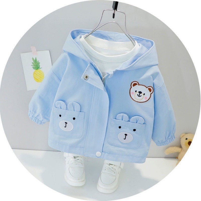 Áo khoác cho gió cho bé , áo khoác tai thỏ dễ thương cho bé từ 5 - 15kg