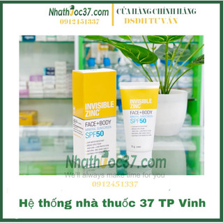 Kem chống nắng Invisible ZinC SPF 50 Úc, chống nắng vật lý dùng được cho nhạy cảm, da mụn, cho phụ nữ mang thai