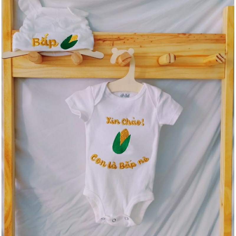 Body chip cotton trắng trơn thêu cho bé gái/bé trai. Inbox shop gửi thêm file icon thêu hoặc mẫu của b