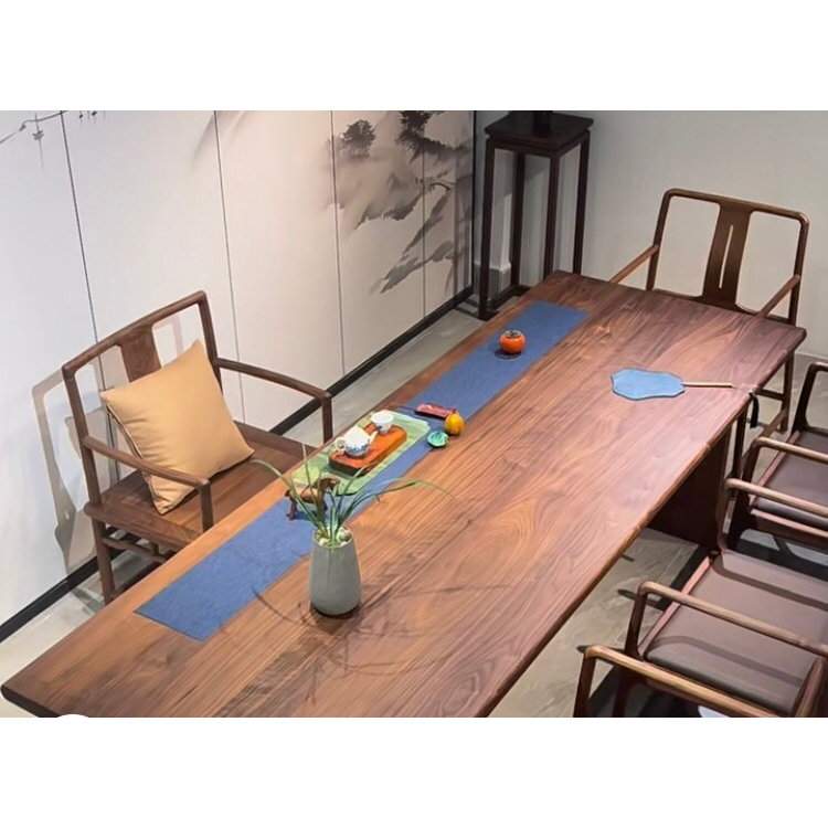 Bộ bàn làm việc, Bàn ăn chân gỗ tự nhiên