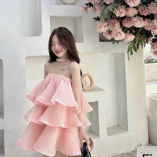 Đầm ống tơ tầng kèm dây cổ - CC BIKINISHOP