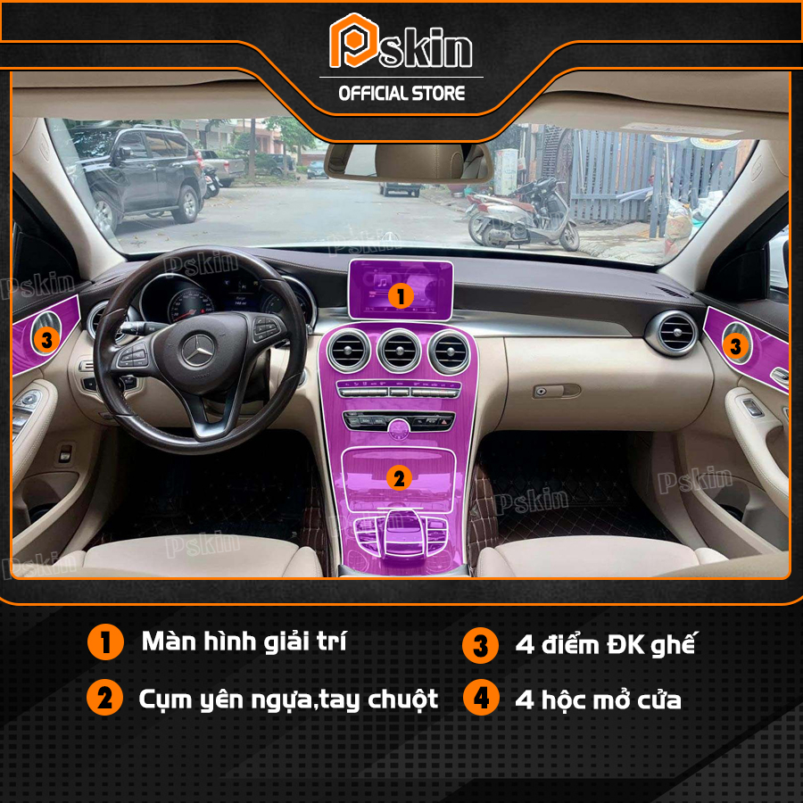 Dán PPF nội thất ô tô MERCEDES C250 2015-2018 Exclusive chống xước, che mờ vết xước.