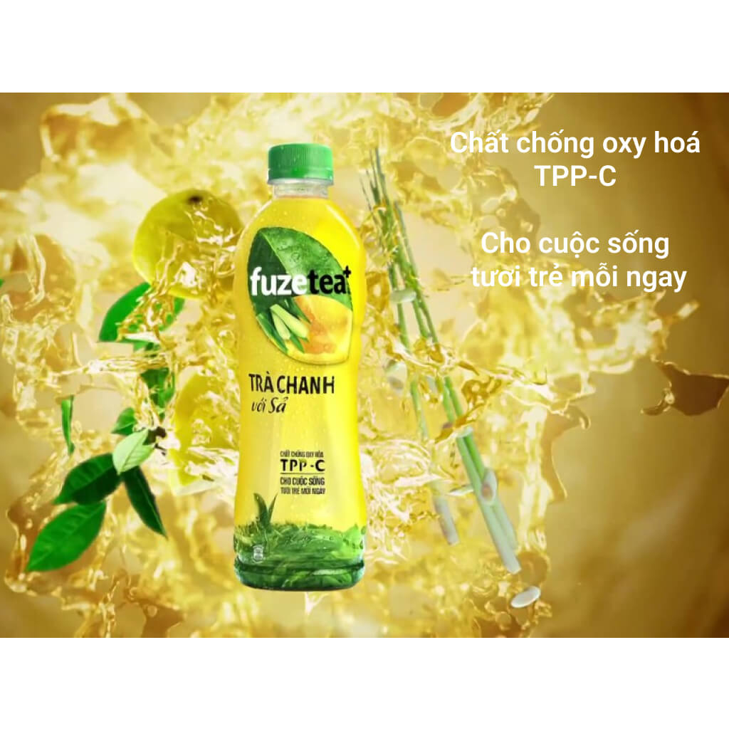 Thùng 24 chai nước trà FUZE TEA+ chanh sả 450ml / Lốc 6 chai nước trà FUZE TEA chanh sả 450ml