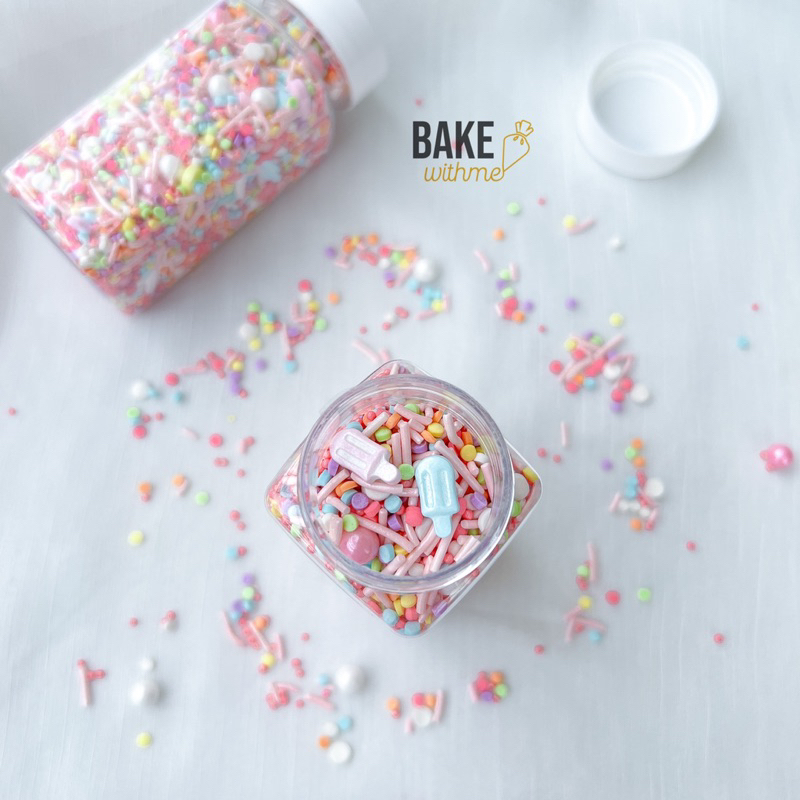 Kẹo trang trí, kẹo bi đường, cốm trang trí que kem nhiều màu để trang trí bánh kem, bánh sinh nhật