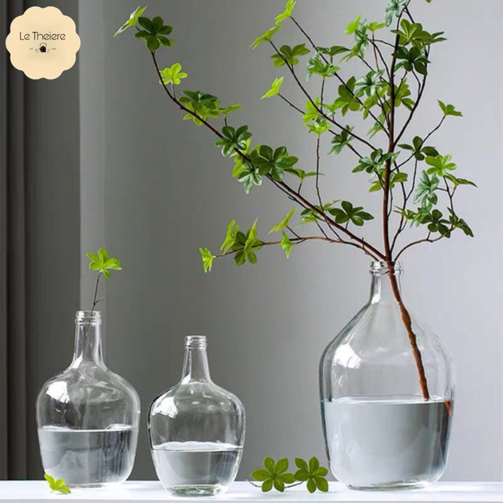 Bình Hoa Lọ Hoa Thủy Tinh Cổ Lọ Decor Phòng Khách Kiểu Retro Châu Âu Cắm Cành Lớn BL02