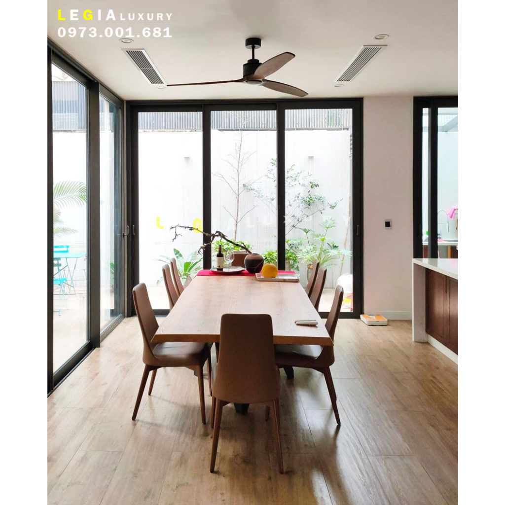 Mẫu Quạt Trần Cánh Gỗ Trang Trí Phòng Khách Đẹp Phong Cách Đông Dương INDOCHINE STYLE