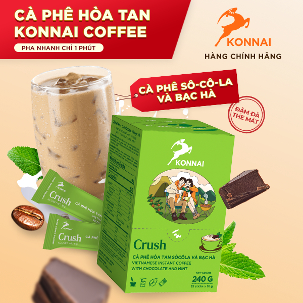Cà Phê Hòa Tan Sôcôla Và Bạc Hà Konnai Coffee Hộp 15 Gói