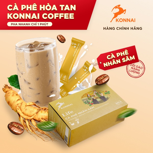 Cà Phê Hòa Tan Nhân Sâm Life Konnai Coffee Hộp 15 Gói