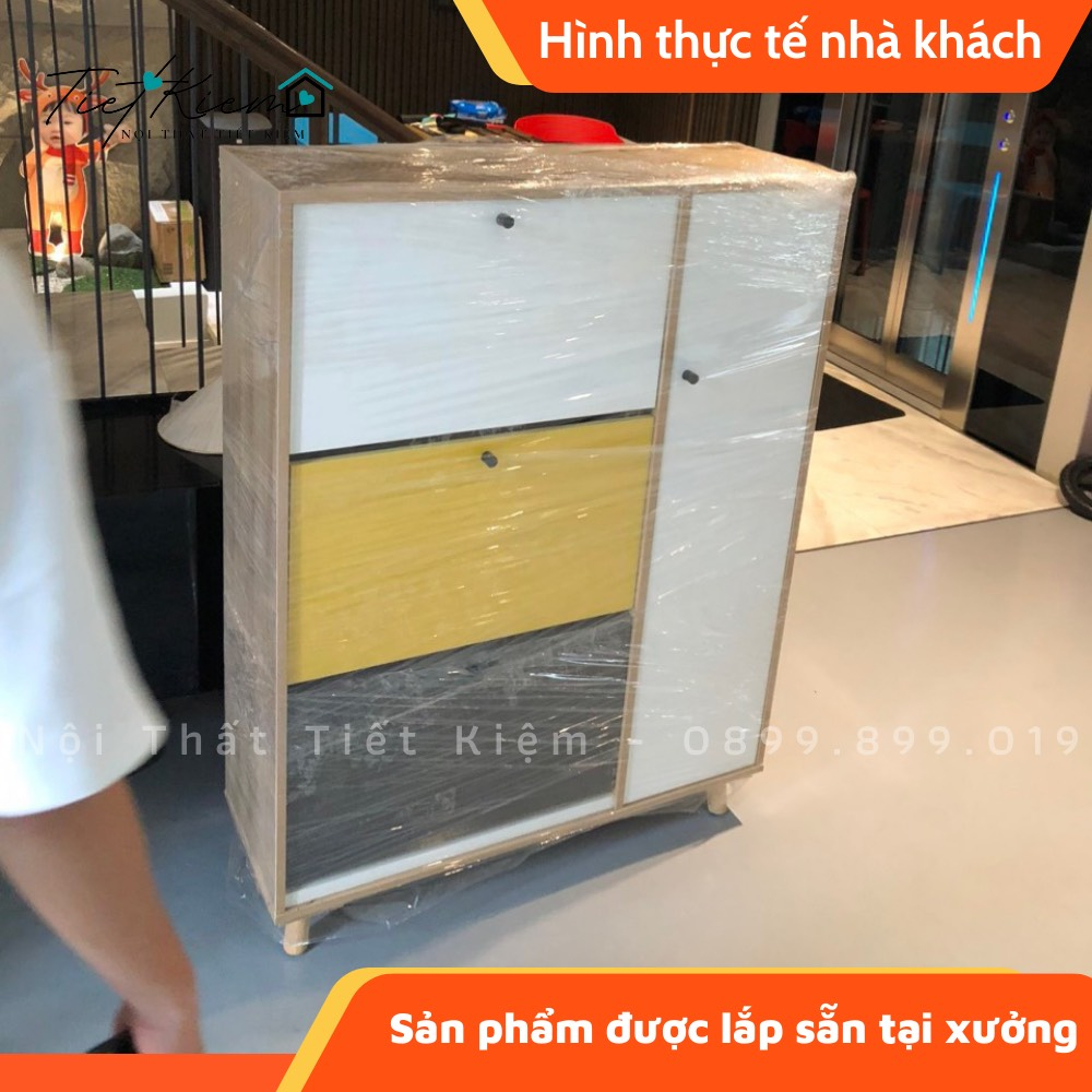 Tủ giày gỗ thông minh đã lắp sẵn phối màu hạn chế trầy xước dùng làm kệ để giày Nội Thất Tiết Kiệm TG8888