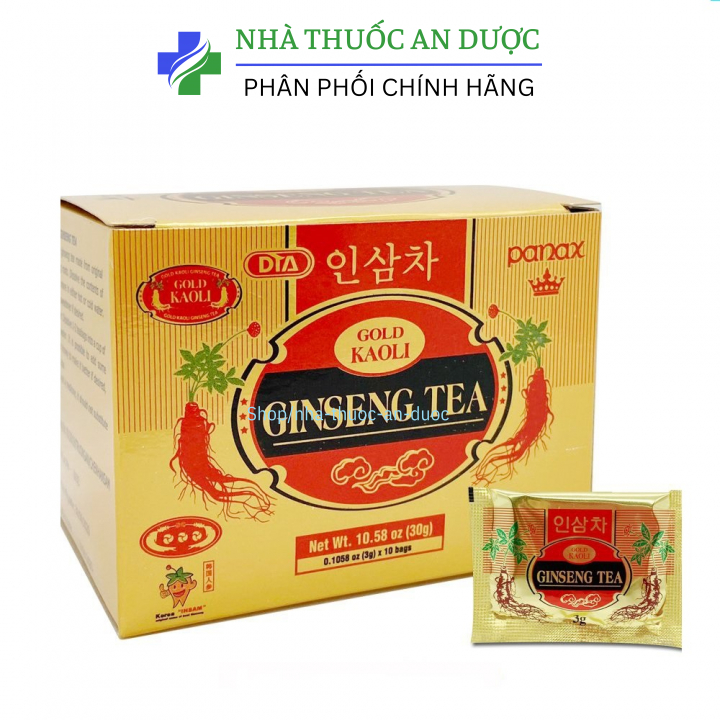 Trà nhân sâm Gold Kaoli Ginseng Tea Hộp 10 gói tăng cường sức khỏe - Nguyên liệu nhập khẩu Hàn Quốc