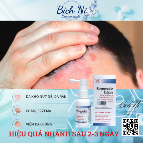 Beprosalic Lotion 30 ml chai xịt  giảm Chàm, Vảy nến, Nấm da đầu - Mỹ phẩm chính hãng Hoe.