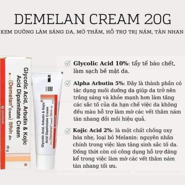 Kem dưỡng trắng sáng da, giảm mờ thâm nám Demelan cream 20g