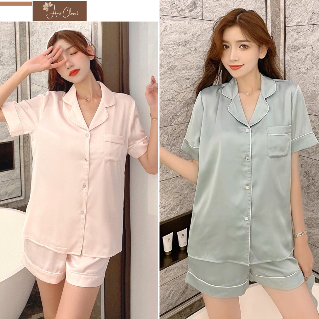 Đồ bộ nữ mặc tại nhà - bộ pijama nữ cộc tay chất lụa ngọc trai cao cấp mát mẻ, mềm mại
