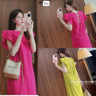 Váy đi biển cánh tiên đan dây lưng vải đũi, đầm maxi đi biển dáng dài chất đũi