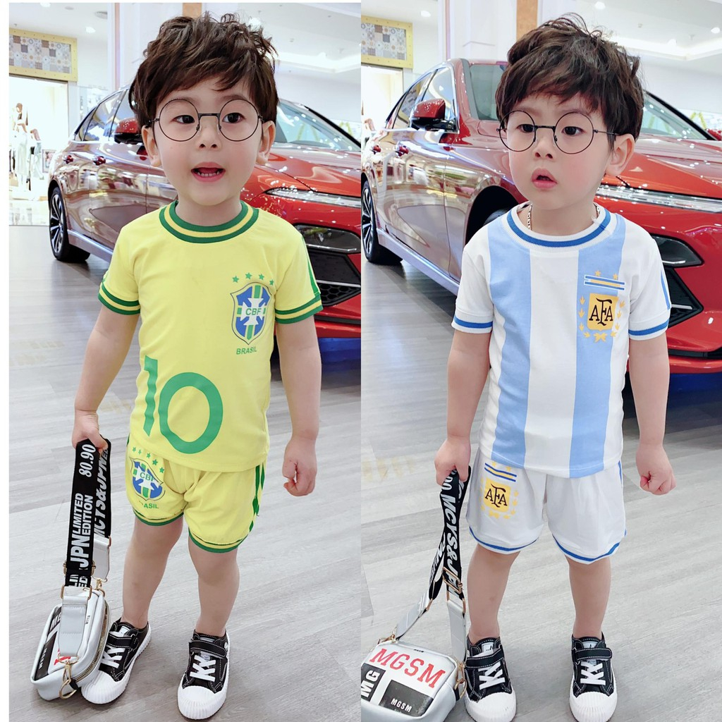 Bộ Quần Áo Bóng Đá Cộc Tay Cho Bé Trai Và Bé Gái Size Từ 8 Đến 26kg - 2901