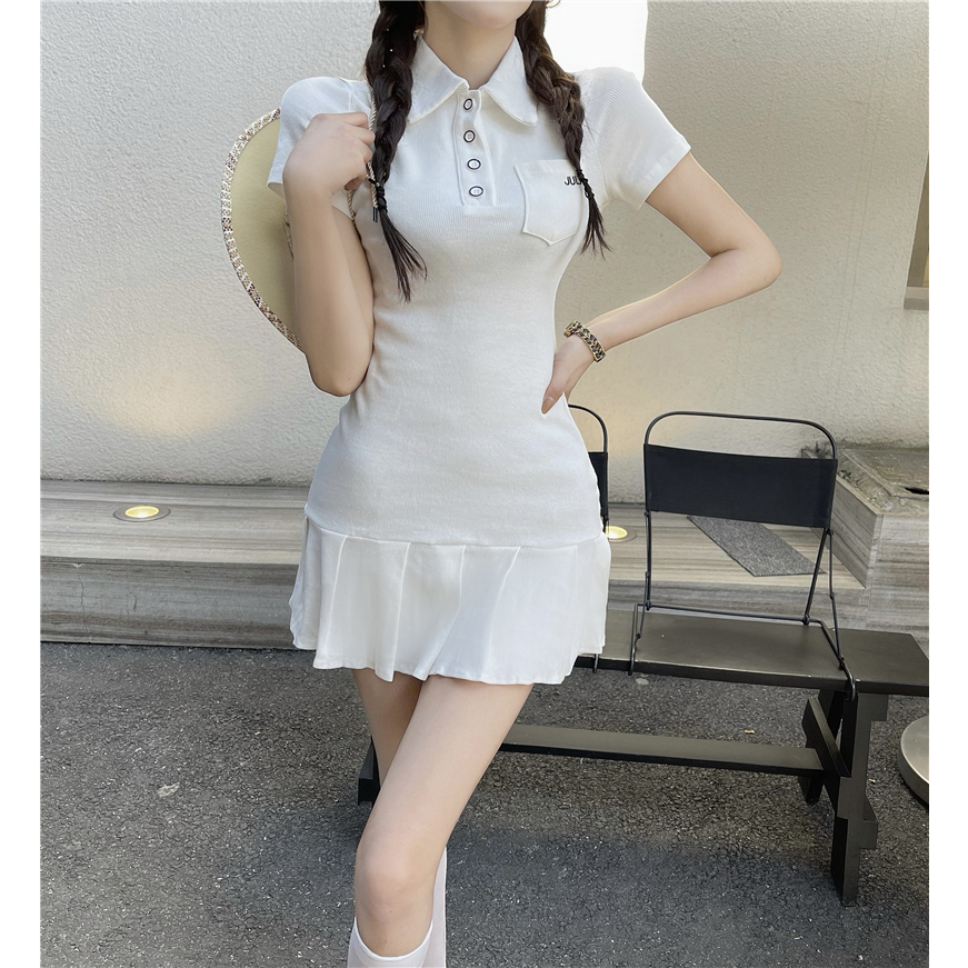 Giảm tuổi thời trang váy nhẹ nhàng gió đuôi cá váy thổi đường phố polo váy mùa hè