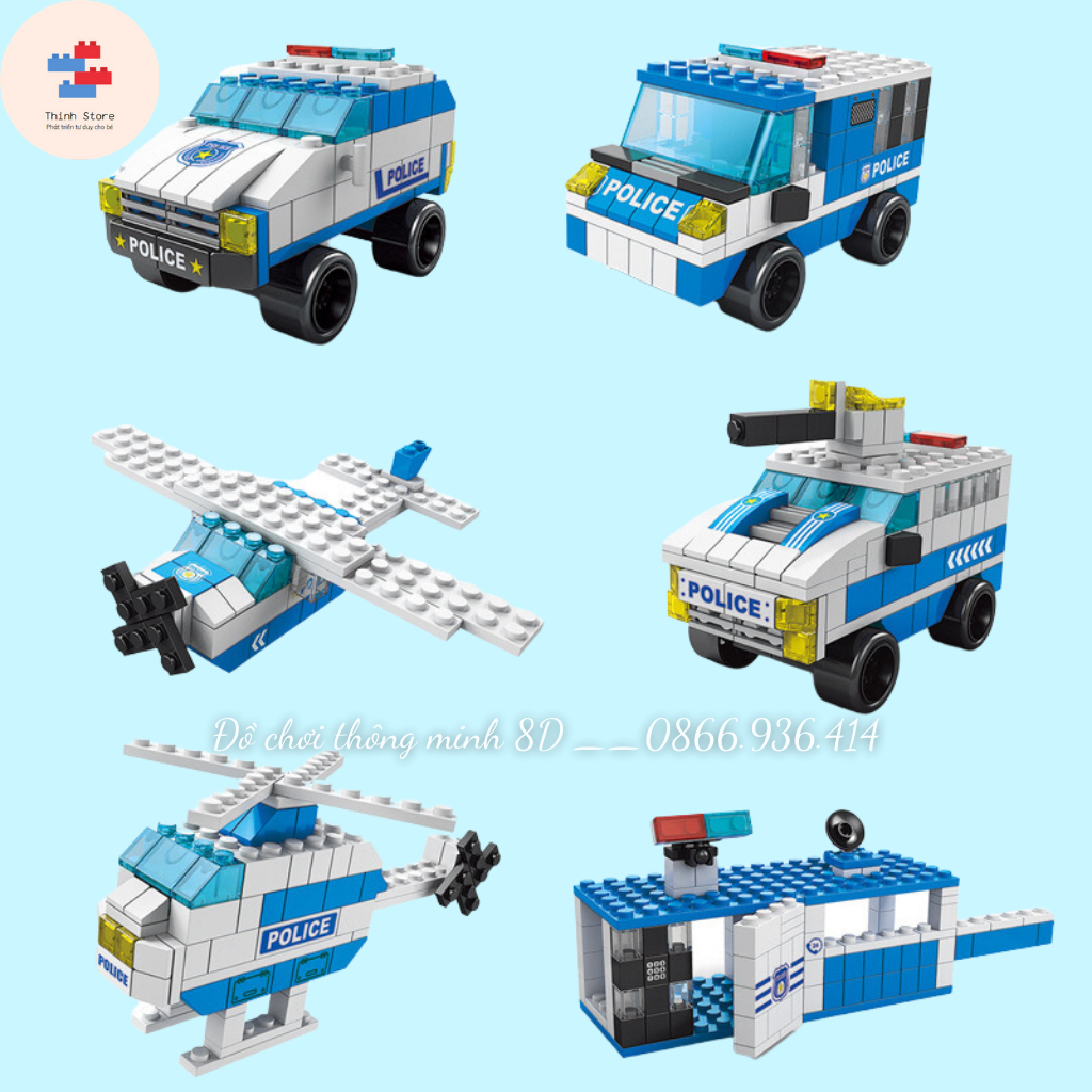 Mô hình lắp ráp Lego xe cảnh sát 1000pcs, Lego khủng long bạo chúa - Đồ chơi lego phát triển tư duy cho trẻ từ 6 tuổi