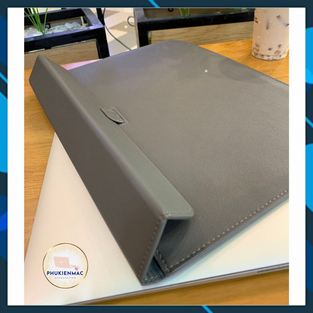 Túi đựng Laptop Macbook 13/14 inch chất liệu Da PU Mềm màu Xám đa công dụng | BigBuy360 - bigbuy360.vn