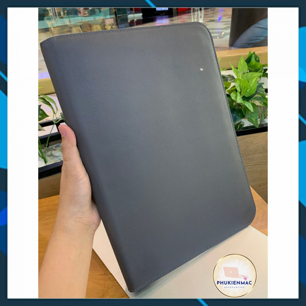 Túi đựng Laptop Macbook 13/14 inch chất liệu Da PU Mềm màu Xám đa công dụng | BigBuy360 - bigbuy360.vn