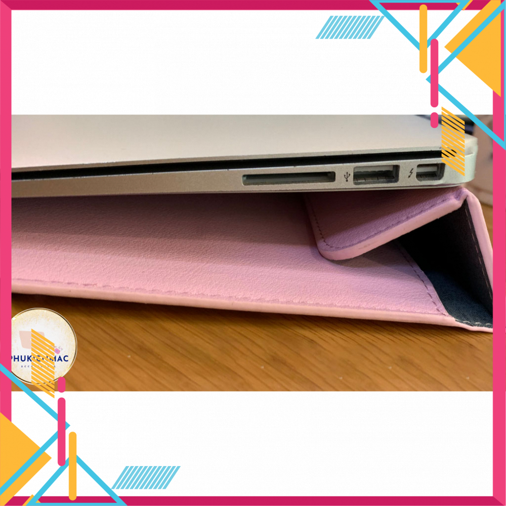Túi đựng Laptop Macbook 13/14 inch chất liệu Da PU Mềm màu hồng phấn đa công dụng | BigBuy360 - bigbuy360.vn