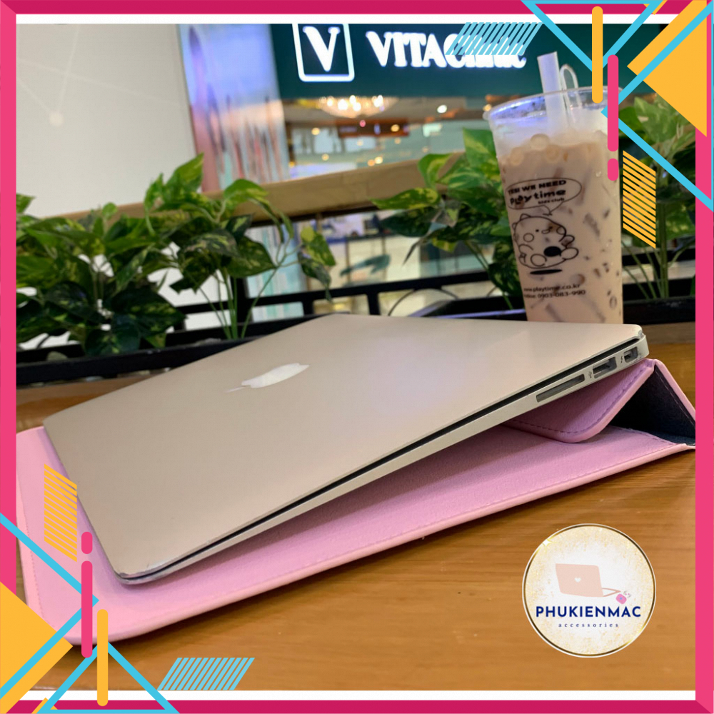 Túi đựng Laptop Macbook 13/14 inch chất liệu Da PU Mềm màu hồng phấn đa công dụng | BigBuy360 - bigbuy360.vn