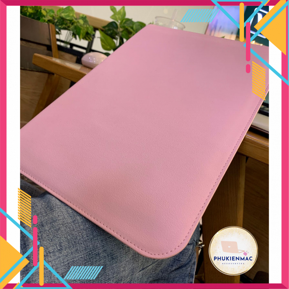Túi đựng Laptop Macbook 13/14 inch chất liệu Da PU Mềm màu hồng phấn đa công dụng | BigBuy360 - bigbuy360.vn